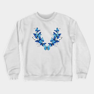 Symmetrical Pattern of Butterflies Morpho Crewneck Sweatshirt